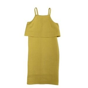 S.H.E. Soul Harmony‎ Energy Yellow Spaghetti Strap Tiered Midi Dress Size Medium